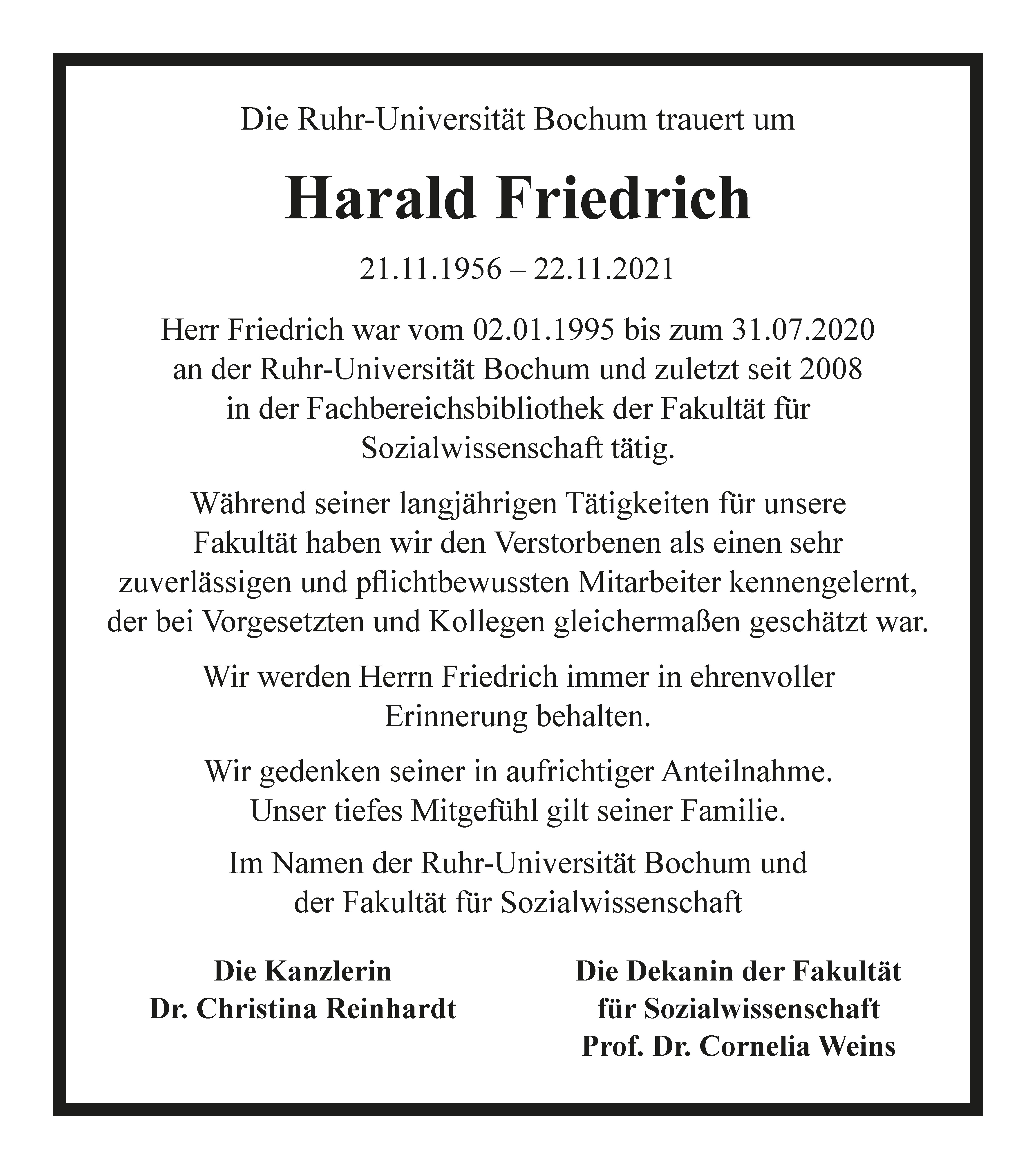 Nachruf Friedrich